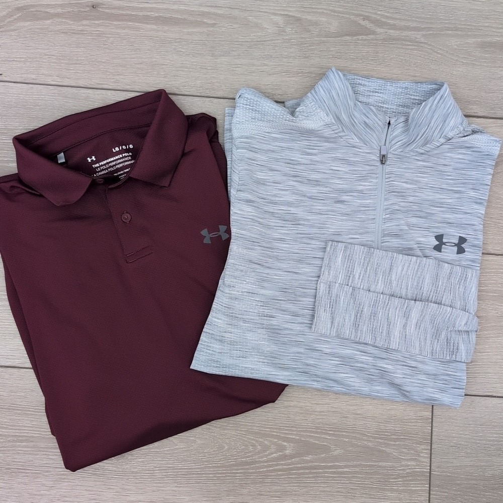 Under Armour HeatGear 1/4 Zip Pullover LS And Performance Polo Lot Of 2 Sz L NWT